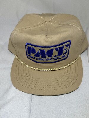 Vintage Style Pace Power Constructors Trucker Hat SnapBack With Rope