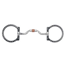 NY Tack 5" Western Silver Dotted D Ring Low Port Copper Rollers Snaffle Bit