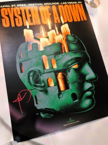 System Of A Down 27/27/24 krank neue Welt Poster signiert von John Dolmayan Torpedo - Bild 2 von 2