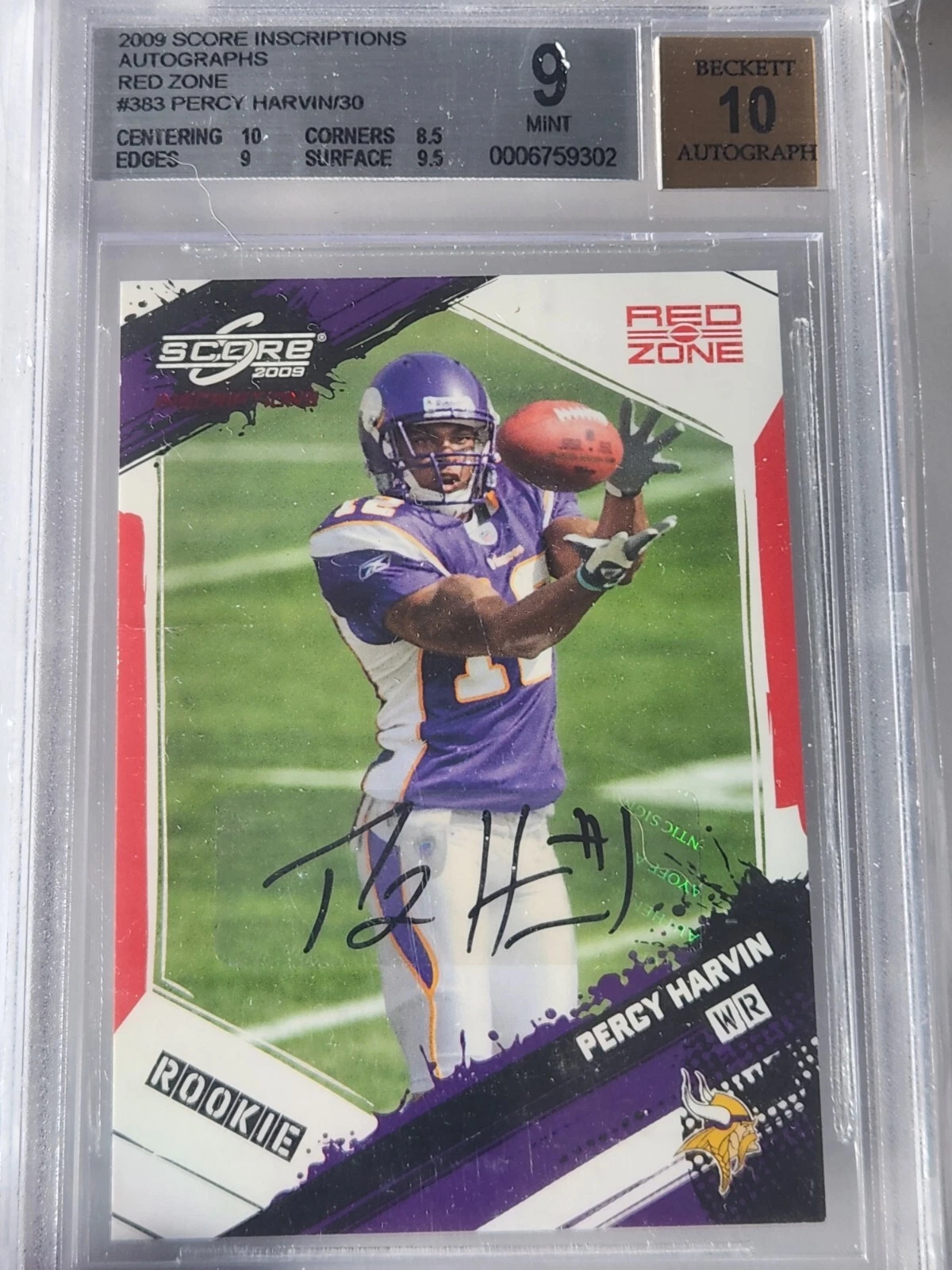 Percy Harvin Score Inscriptions #383 Red Zone-Autograph