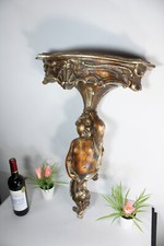 Consolle da parete putti cherubino intagliato legno italiano vintage anni 50