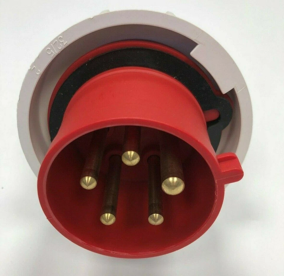 Red 32Amp 5 Pin Interlocked Socket + Plug Waterproof IP67 415v 3 Phase 3P+N+E - Image 4 of 4