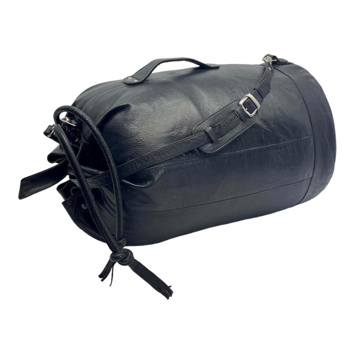 Vintage 70s Heavy Leather Duffle Bag Travel Luggage Weekender