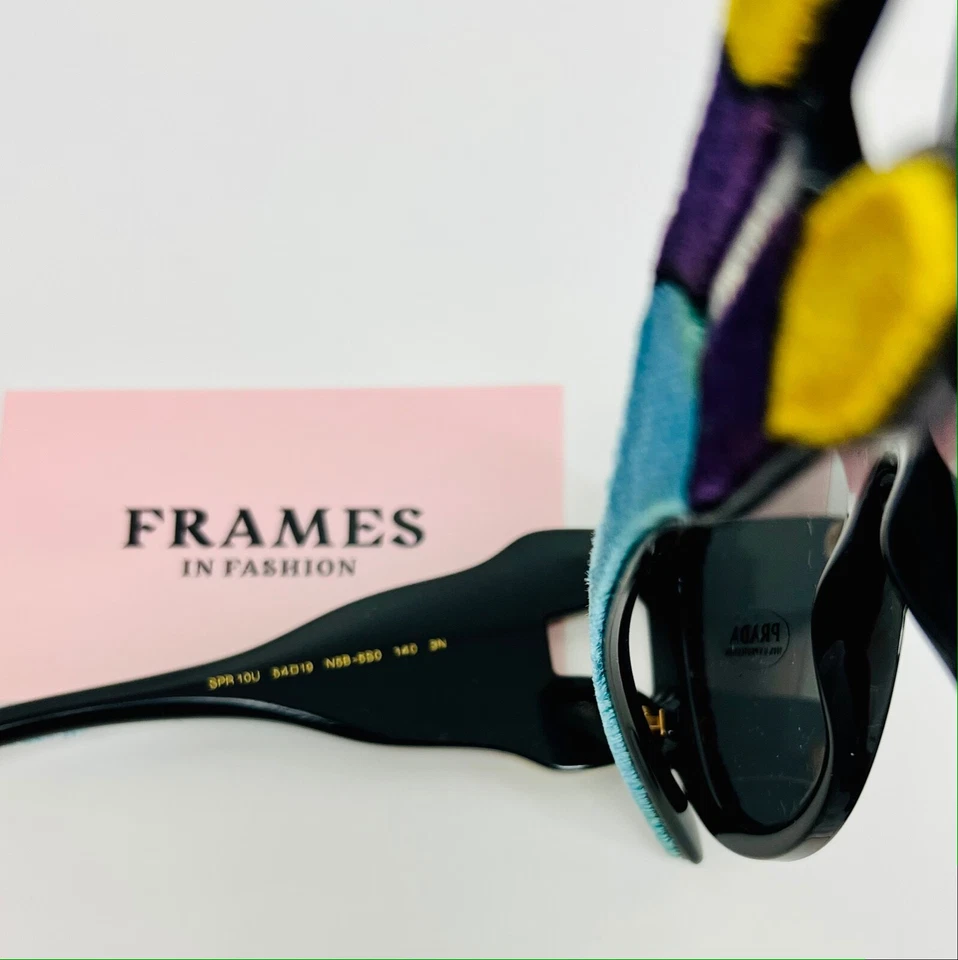 PRADA TAPESTRY Square Velvet PR10US Blue Color Block Black Nylon Sunglasses 10U - Image 3 of 4