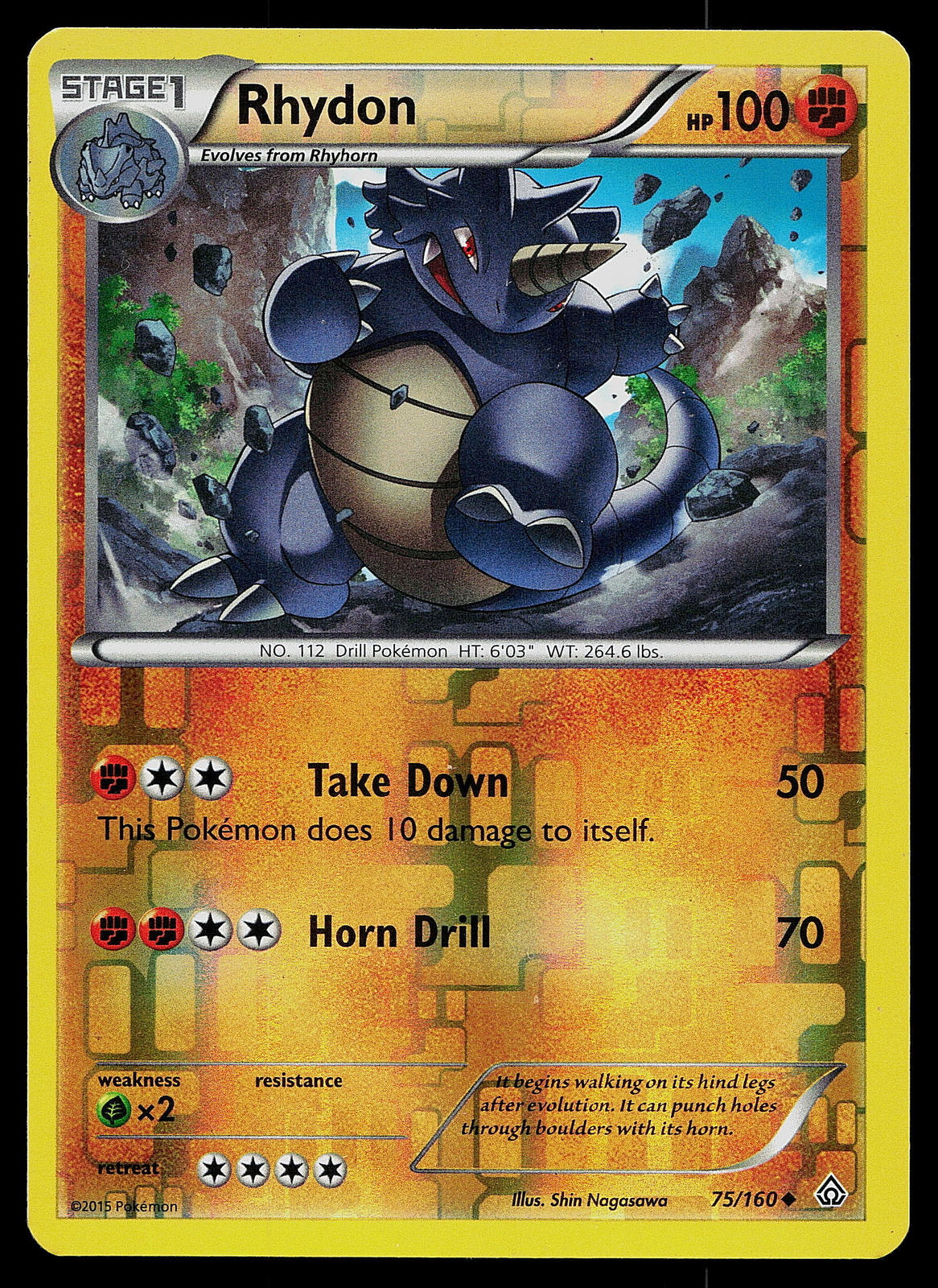 Pokemon XY - Primal Clash 75/160 Rhydon Reverse Holo