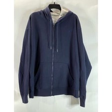 CHAMPION Men  s Navy Solid Hooded C-Logo Zip-Up Sweatshirt SZ XL