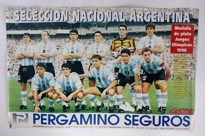 Argentina Soccer Team Poster 1996 Summer Olympics Ortega Crespo