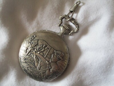 Quartex Swiss Made Pocket Watch Silver Toned White Face