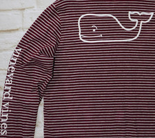 VINEYARD VINES  Boys XL 18   Maroon/Burgundy Stripe Pullover Hoodie Sweatshirt