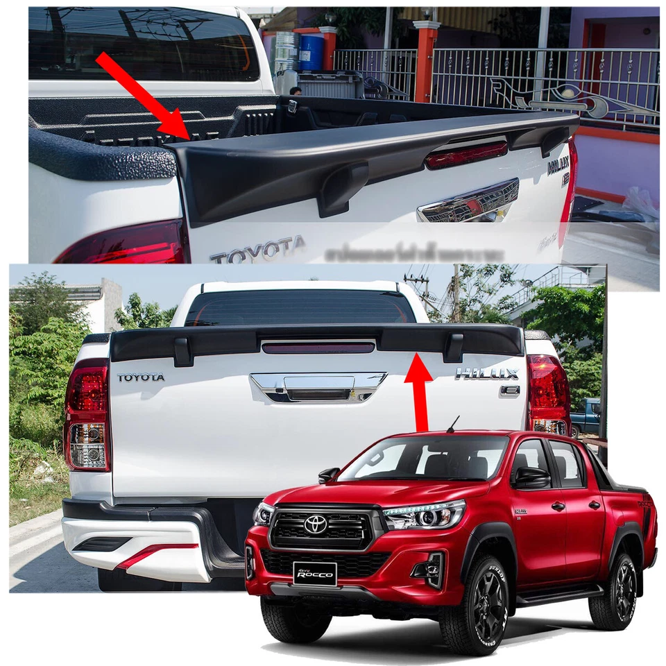 Tailgate Rear Spoiler Trim Matte Black Fits Toyota Hilux Revo Rocco 2017 2018 - image 3 of 4