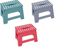 Home Folding Step Stool For Kids Adults  9" Heavy Duty Plastic Stool W/ Handle