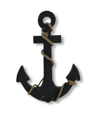 Image of Nautical Rustic Wood Anchor with Rope Crossed Hanging Beach Wall Art Door Decor