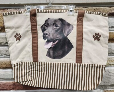 E&S Pets - Black Lab Dog Tote Bag 21x15x6 inches.
