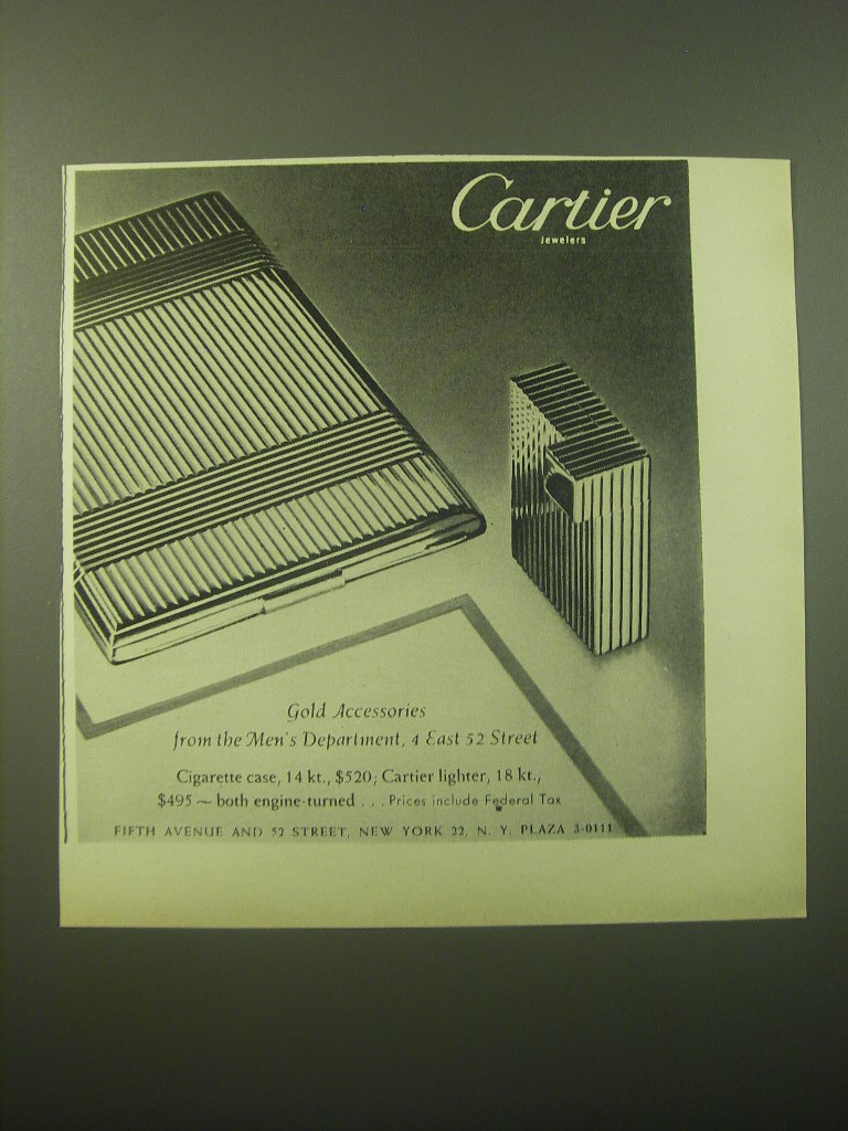 1948 Cartier Cigarette Case and Lighter Ad