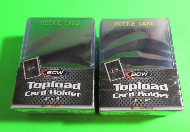 50 Rookie Topload Card Holders - Rookie Imprinted in GOLD, 3 X 4 RIGID PLASTIC