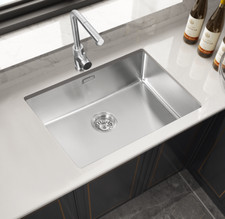 Modern New Stainless Steel Kitchen Sink Undermount Strainer Waste 640x440x200mm