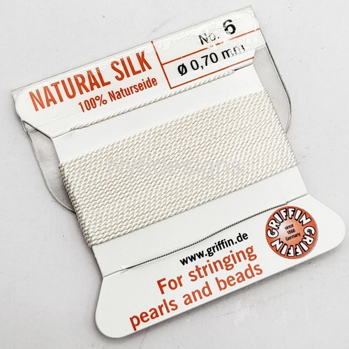 Hilo de seda natural blanco con aguja 2 m tamaño 0-16 cordón de perlas, hecho en Alemania - Imagen 10 de 30
