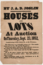 1852 Auction Original House Real Estate Vintage Advertising Sale Poster 26611
