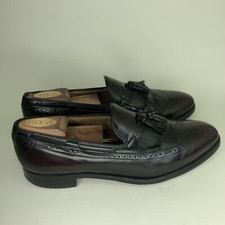 johnston and murphy shoes loafers men size 10.5B USA Burgundy Leather Tassel