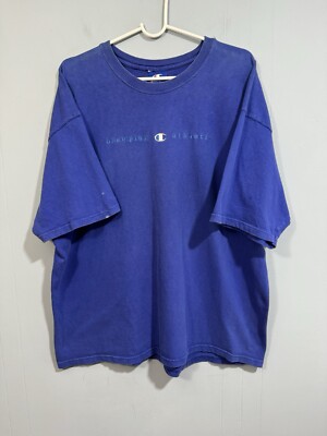 Mens Vintage Champion Authentic Athletic Apparel  T Shirt Size XL Blue 
