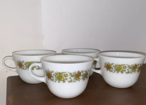 Vintage PYREX Spice Of Life Cups Corning USA Mugs Set Of 4