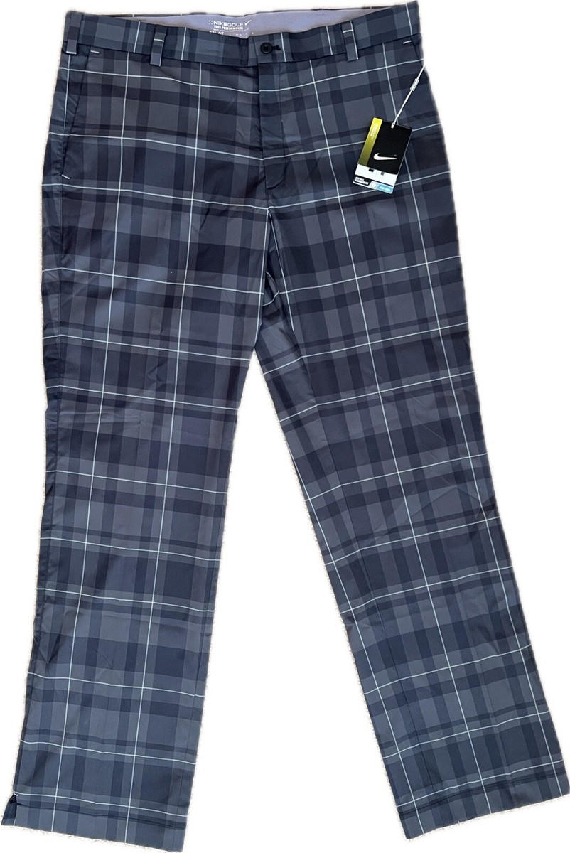 Nike Golf Pants Dri Fit Tour Performance Plaid Flat Athletic Mens