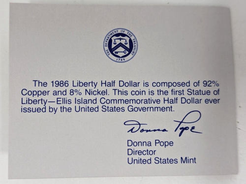 Vintage 1986 US Mint Liberty Commemorative Half Dollar Coin Uncirculated - Picture 6 of 7