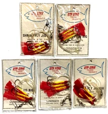 5 PACKS Lin Line Shrimp Fly Jig Rig Red Yellow 60lb Size 7/0 Hook