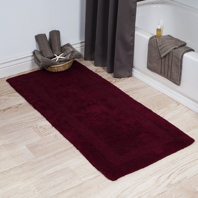 Lavish Home Reversible Long Bath Mat - 60x24-Inch Plush Cotton Bathroom Runner