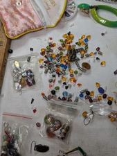 Bead Lot - Random Mix Glass Wood Gemstone Acrylic Stone Etc For Crafts And DIY