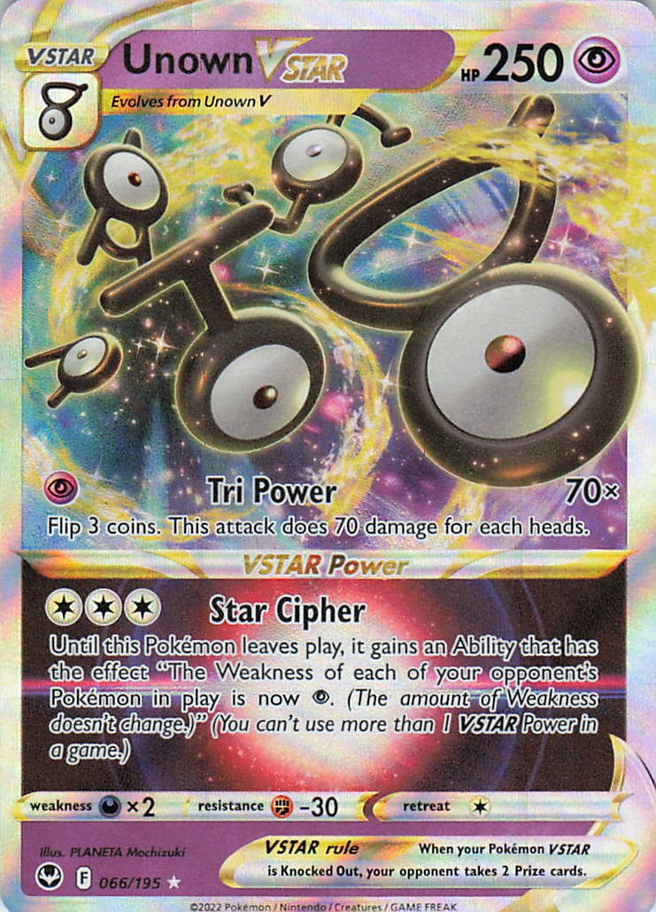Unown VSTAR Holo Ultra Rare SWSH12: Silver Tempest 066/195 NM