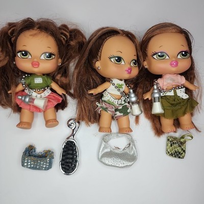2006 Bratz Babyz Hair Flair Triplets Sivan Aira Kesara Doll W/ Purses & Bottles