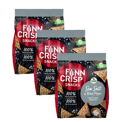 3x Finn Crisp Rye Snacks Meersalz 150g Vegan Vollkorn Roggenchips Finnisch