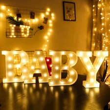 4 Warm White BABY Marquee Light Up Letters, Large BABY Light Sign, Perfect fo...