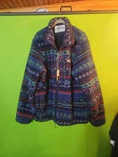 Men's Alpine Design Sherpa Full Zip Fleece Jacket In Deep Navy Multi Size XL