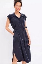 Loft Lou & Grey Sandwashed Dolman Pocket Belted Dark Grey Shirtdress SMALL