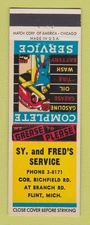 Matchbook Cover - Sy and Fred's Service Flint MI