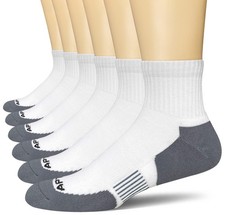 APTYID Men's Athletic Running Quarter Ankle Socks (6 Pairs) 9-12 6 Pairs White
