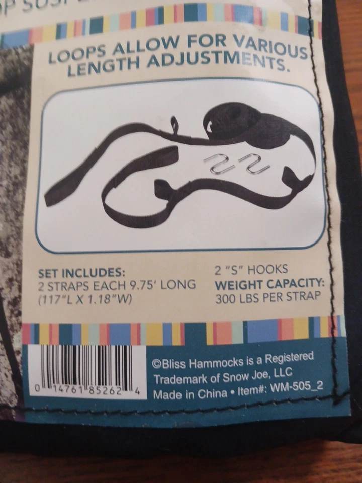 Bliss Hammock Multi-loop Suspension Hanging System Adjustable Tree Straps&S Hook - Image 2 of 2