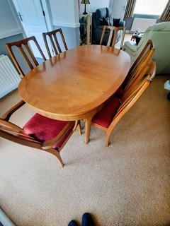Mid century Nathan dinning table and 6 chairs