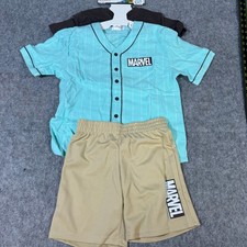 Marvel Avengers Kids 3-Piece Outfit Set Teal Baseball Jersey Brown Tee Shorts 5