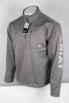 Ariat Men's Tek Team 1/4 Zip Sweatshirt Fleece Raven Heather Gray 10070400