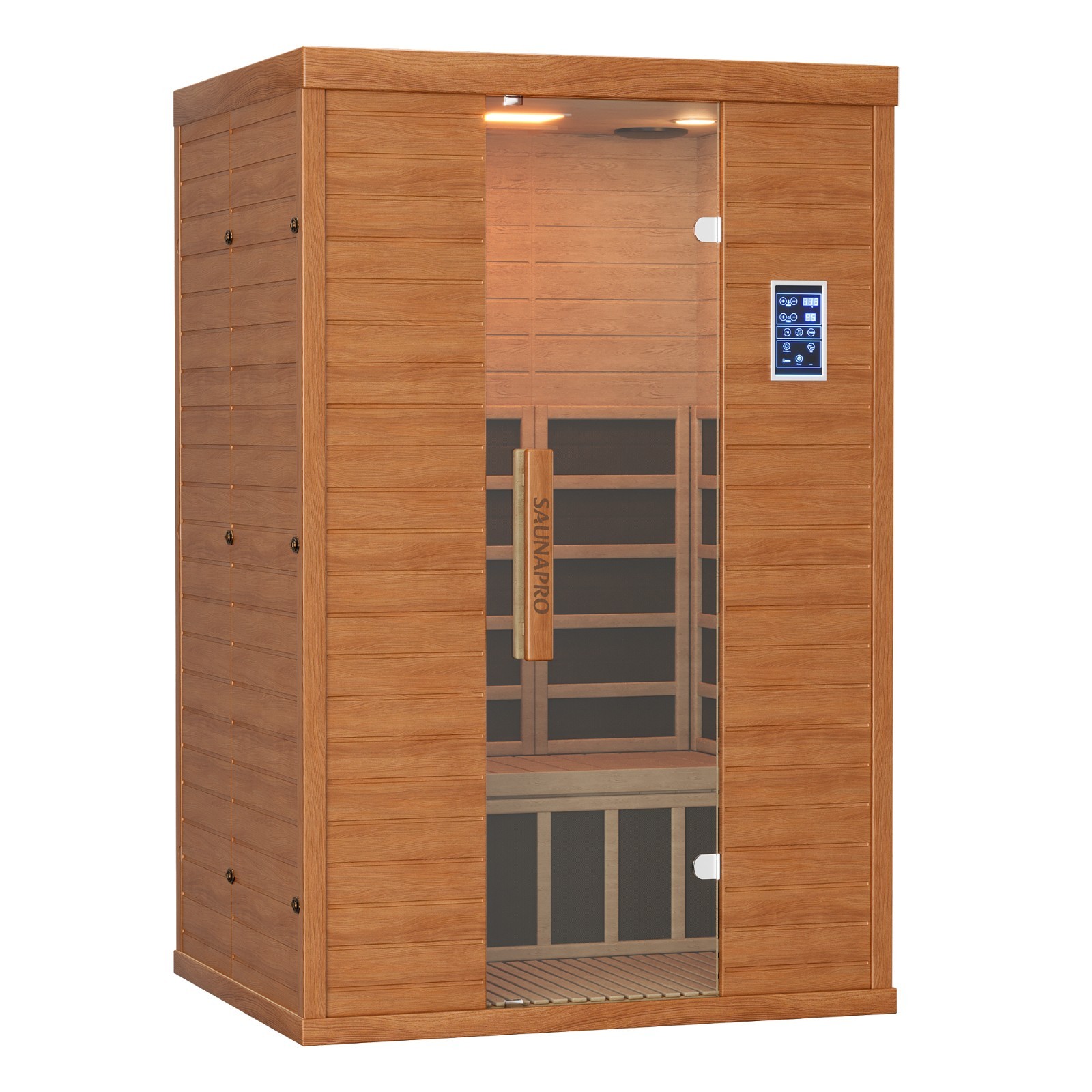 2- Person Infrared Sauna, Remotely Controllable Indoor Sauna, Low EMF 1500W/120V