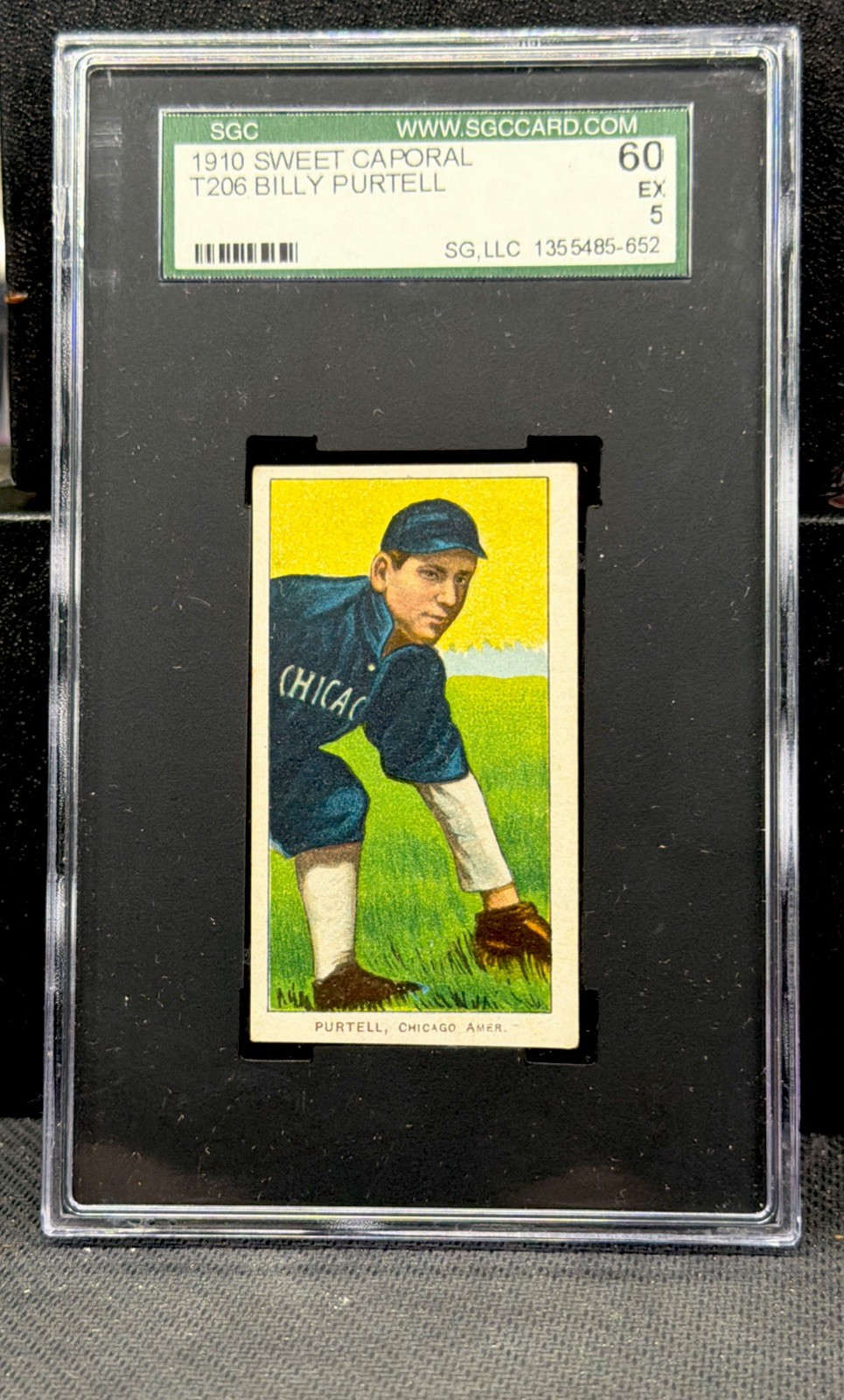 1910 T206 SWEET CAPORAL - BILLY PURTELL - SGC 5 EX