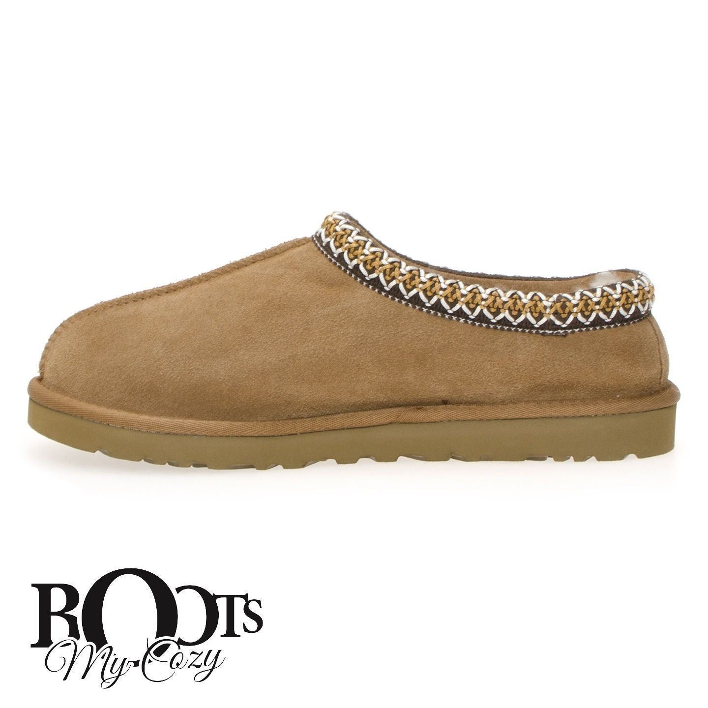 UGG TASMAN CHESTNUT SUEDE SHEEPSKIN BRAID WOMEN'S SLIPPERS SIZE US 12/UK 10 NEW image 4