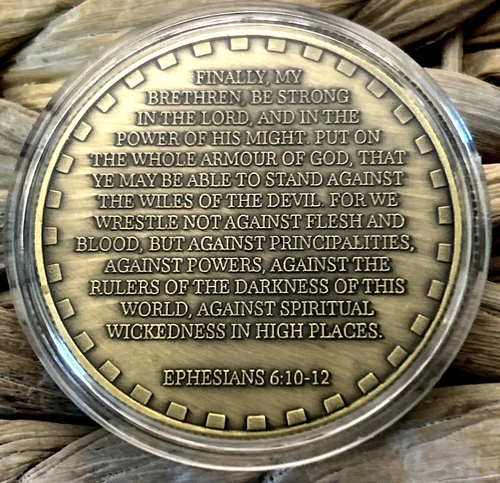 10 Pcs *Put on Whole Armor of God* Ephesians 6-13-17 Bible Verse Challenge Coin - Picture 2 of 5