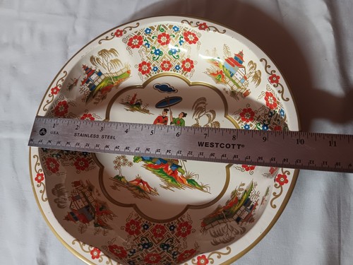 Vintage 1971 10" Round Asian Daher Tin Litho Bowl Made In England - Picture 6 of 6