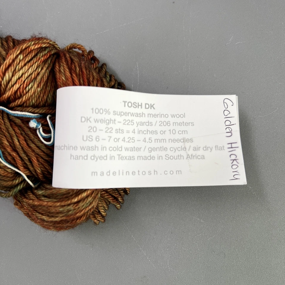 Madelinetosh Tosh Hand Dyed Merino Wool Yarn Golden Hickory 225 yds DK - Image 2 of 4