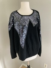NEW Tags Vintage 1980s Silk Angora Blend Sequin Beaded Sweater NWT L-XL