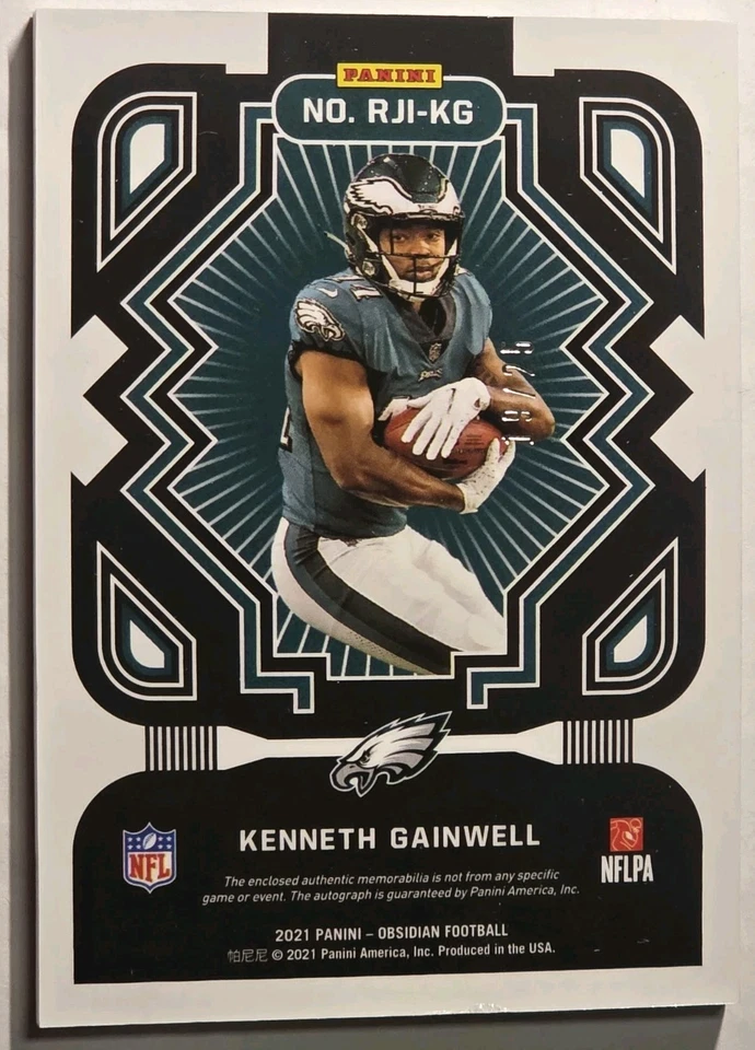 Kenneth Gainwell 2021 PANINI OBSIDIAN Yellow DUAL PATCH AUTO ROOKIE RC /25 - Image 2 of 3